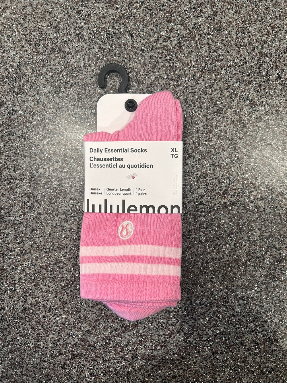 lululemon athletica Pink Striped Daily Essential Quarter-Length Socks